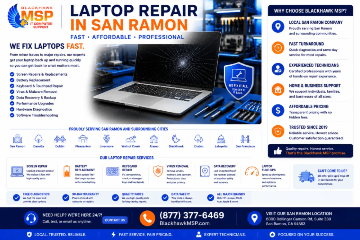 Reliable Laptop Repair in San Ramon and Nearby Areas