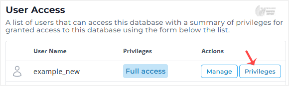 How to Modify a Database User's Privileges in DirectAdmin