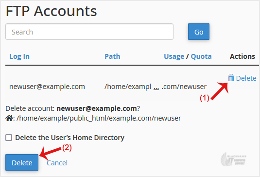 How to Delete an FTP User Account From cPanel