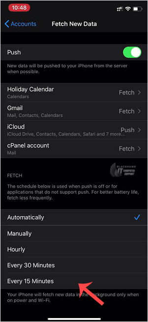 How to Automatically Sync or Fetch a cPanel email on Apple/iOS