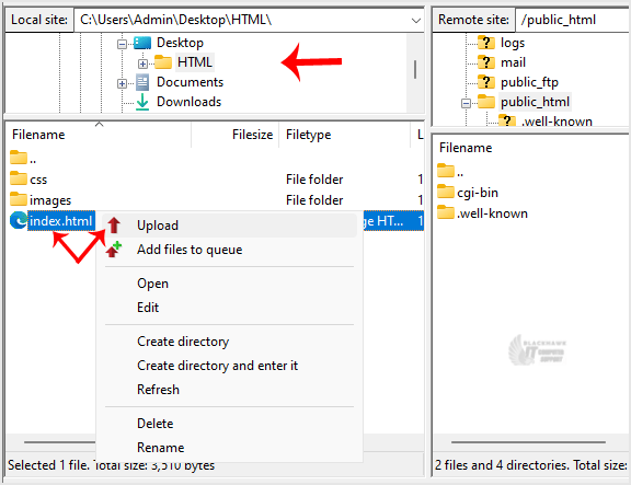 How to Upload the Index File to Your Website via FileZilla