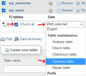 How to Optimize a Database via phpMyAdmin in cPanel