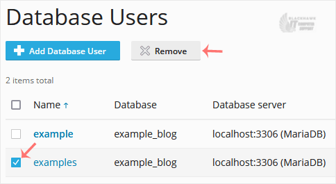 How to Remove a Database User in Plesk