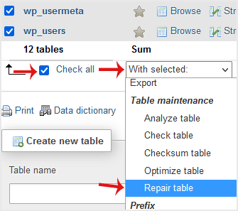 How to Repair a Database via phpMyAdmin in cPanel