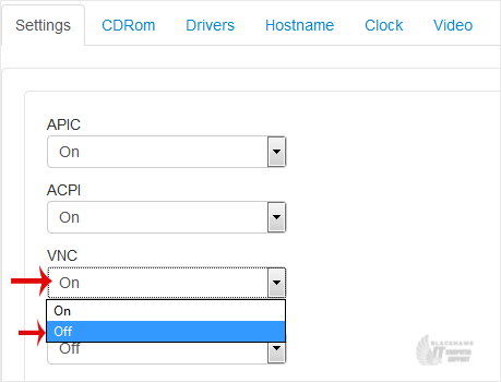 How to Enable Disable APIC, ACPI, VNC in SolusVM 1