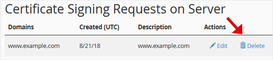 How to Remove a CSR code in cPanel