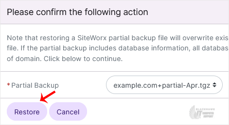 How to Restore Partial Backup in SiteWorx