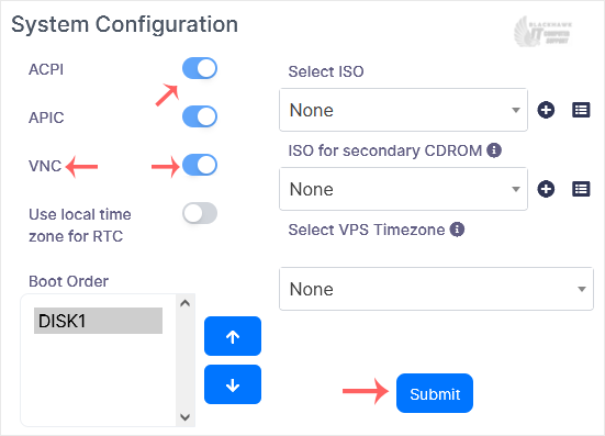 How to Enable Disable APIC, ACPI, VNC in Virtualizor