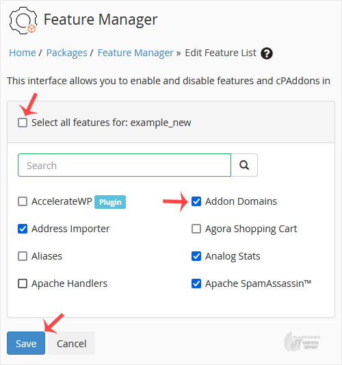 How to Create a Feature List in WHM