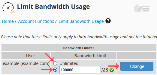 How to Limit Bandwidth Usage of cPanel User From WHM
