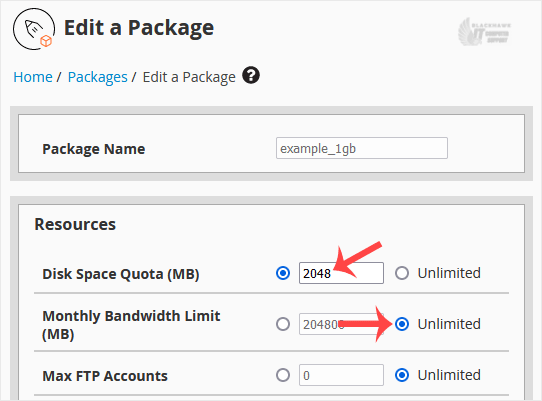 How to Edit a Hosting Package in WHM