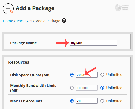 How to Create/Add a Package in the WHM
