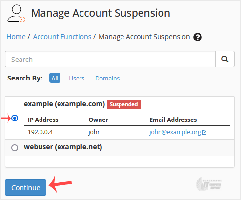 How to Unsuspend cPanel User From WHM Account